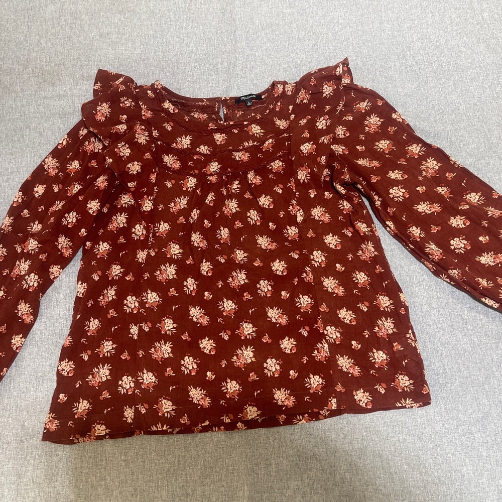 Madewell Ladder-Trim Ruffle Top in Homestead Bouquet